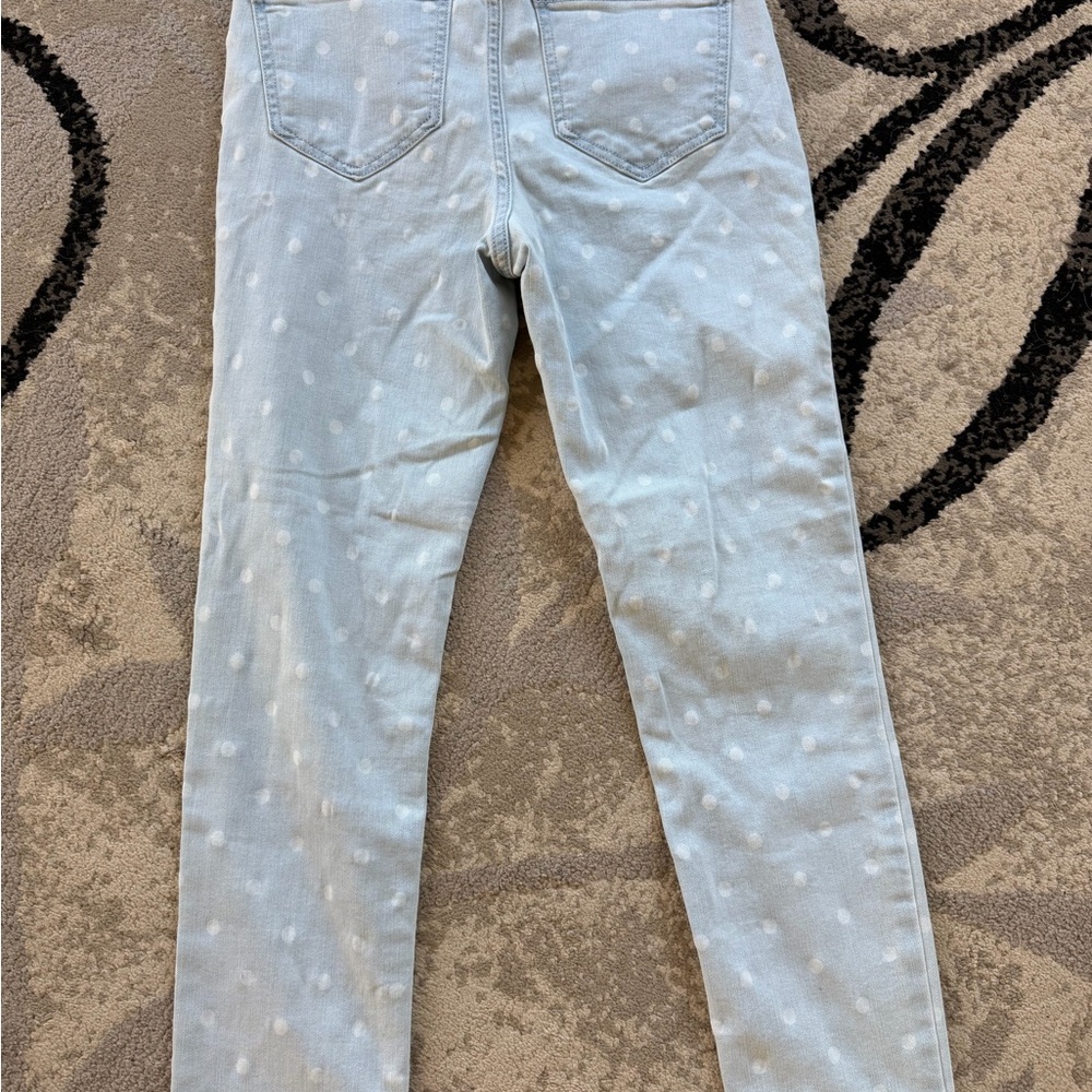 NWT LC Lauren Conrad Light Blue Polka Dot Cropped Jeans Skinny crop - Picture 6 of 9